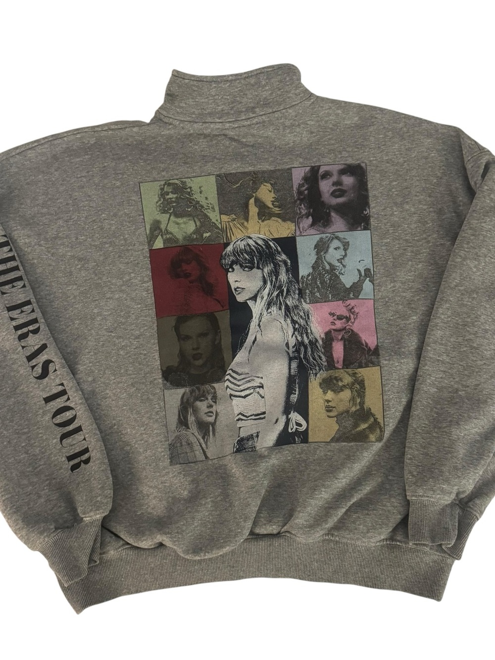 Taylor Swift Graphic Crewneck Sweatshirt - Gray with Multicolor Panel ERAS TOUR